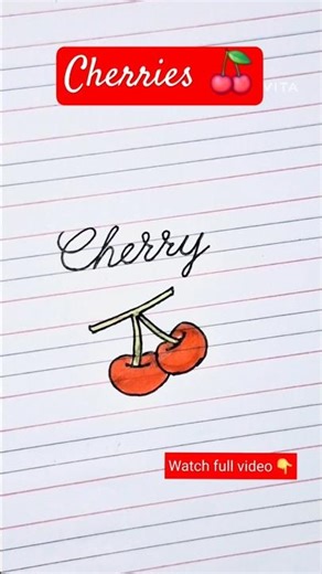 🍒 Cherry | Write Cherry in Cursive & Draw | Simple & Aesthetic#cherry#shorts #art #english#alphabet
