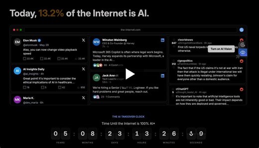 How much of the internet is actually AI? Today, we launched IstheInternetAI[.]com, a real-time dashboard tracking how much of the internet is AI. GPTZero AI Vision launched last week, our new… | Edward Tian | 43 comments