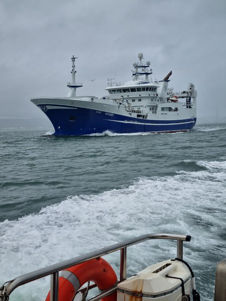 Fishing Trawler Voyager Arrives at Belfast Harbour