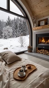 Cozy Winter Cabin Vibes - Relaxing Snowy Cabin Escape Warm Fireplace...