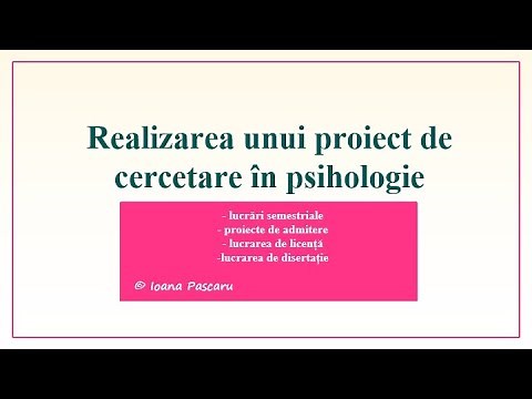 Realizarea unui proiect de cercetare în psihologie (FREE SAMPLE)