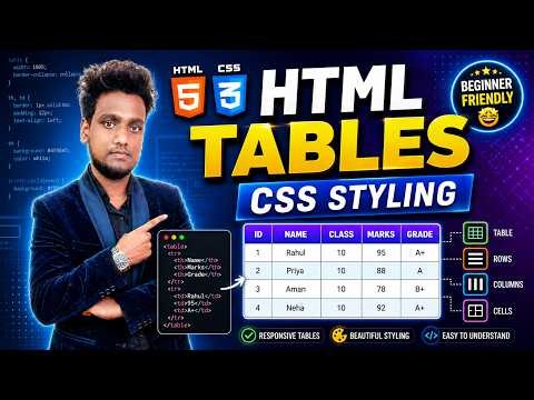 HTML Table Tutorial for Beginners | Create Tables in HTML & CSS Step by Step