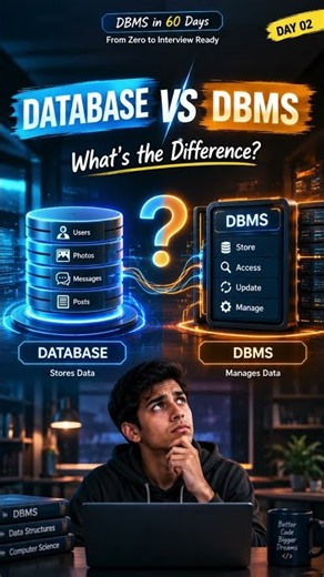 Why you need to know Database vs DBMS #coding #programming || Day