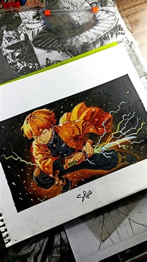 ✨ Drawing Zenitsu ✨ From Demon Slayer||‪@shoyebart‬ ||#anime #zenitsu