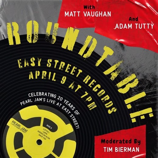 In celebration of Record Store Day 2025 and the 20th anniversary of Pearl Jam’s Live at Easy Street EP, join shop owner Matt Vaughan & General Manager Adam Tutty for a special, in-store roundtable on April 9 at 7pm PT. Moderated by Ten Club’s Tim Bierman, this discussion will center around RSD and ‘05 surprise show in support of the Coalition of Independent Music Stores’s (@cimsmusic ) 10th anniversary. Join us this Wednesday in West Seattle for the conversation, plus prize giveaways. Audio capt