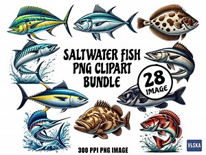 Saltwater Fish PNG Clipart Bundle | 28 Sea Fish Designs for T-shirt, Stickers, Wall Art, Laser Cut, Sublimation - Etsy