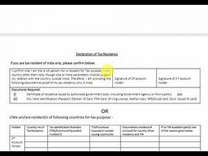 FATCA & CRS Individual self-certification for the purpose of section 285BA of the Income-tax Act