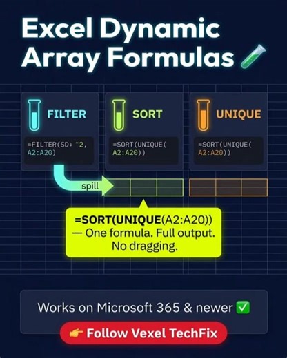Excel Dynamic Array Formula 1 Formula = Full Output 😳