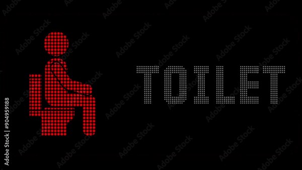 Toilet Sign Digital Animation - High-Definition Animated Video Featuring a Clear and Dynamic 'Toilet' Sign with Motion Effects - Ideal for Restroom Facilities, Public Signs, and Facility Management Pr