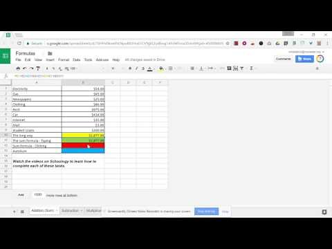 Google Sheets Formulas - Addition