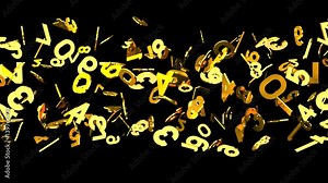 Gold Numbers On Black Background. Loop able 3DCG render Animation.