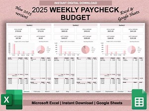 Weekly Paycheck Budget Tracker Spreadsheet | Budget by Paycheck | Weekly Budget Planner Template | Google Sheets | Microsoft Excel - Etsy
