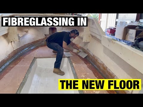 FIBREGLASSING in the NEW FLOOR | FLOW COATING | Pacemaker 20ft | Full BOAT RESTORATION V2 - Part 16