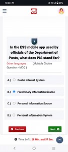 Question:In the ESS mobile app used by officials of the Depart... | Filo