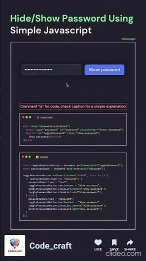 🔐 Hide/Show Password Using JavaScript! 🤯