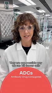 Emily has spent her whole career working on cancer therapies. Hear her explain how antibody-drug conjugates (#ADCs) work. [Video description: An AbbVie scientist in the lab explains ADCs. On-screen text reads, “One Minute Thesis, ADCs (Antibody-Drug Conjugates).”] | AbbVie Careers | Facebook