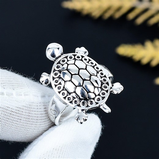 Turtle Sea Statement Ring / 925 Sterling Silver Turtle Ocean Gift Jewelry for Everyday - Etsy