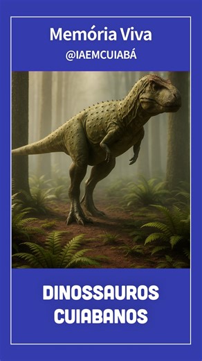 IA em Cuiabá on Instagram: "O quadro Memória Viva volta cerca de 70 milhões de anos no passado, quando dinossauros caminhavam por onde hoje é Mato Grosso. O Pycnonemosaurus nevesi, um predador feroz, é o maior exemplar conhecido da família Abelisauridae. Cientistas brasileiros estimam que a espécie media 8,9 metros, da ponta do focinho até a cauda, e provavelmente caçava dinossauros saurópodes do grupo Titanosauria — os imensos titanossauros. Esses gigantes herbívoros podiam chegar a 20 metros d