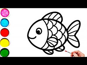 Cute Rainbow Fish Drawing, Painting & Coloring For Kids and Toddlers_ Kids Art