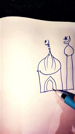 🥰🥀🕌Beautiful easy masjid drawing🕌🕋💕 |#shorts #new #mosque #simpledrawing #youtube