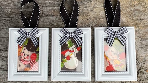 Dollar Tree Mini Picture Frame Ornament DIY | Scrappy's Rustics