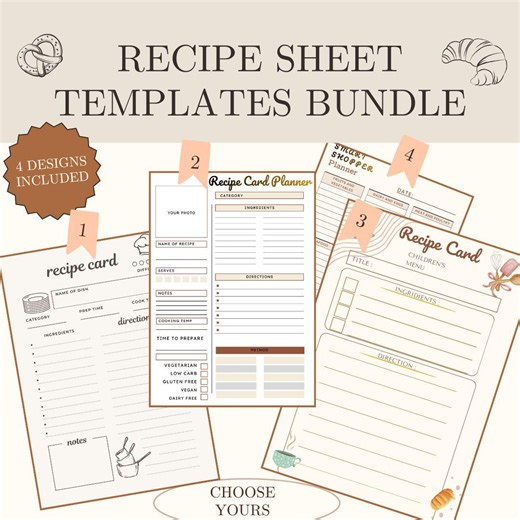 Editable Recipe Book Template and Cards | Minimal Recipe Binder | Printable Food Journal 8.5 X11 | Children's Sheet Menu   Shopper Planner - Etsy Canada