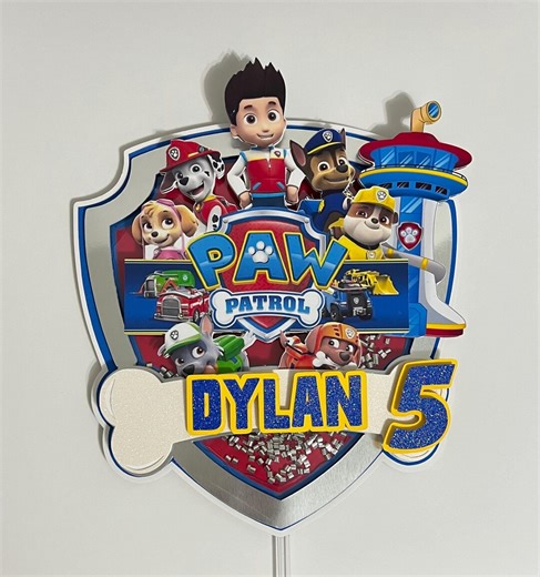 Cake Topper, Birthday Cake Topper, Dog Cake Topper, Birthday Topper, Paw Party, Cartoon Cake Topper, Dog Theme, Dog Party Supplies - Etsy