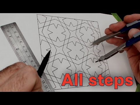 How to use the Compass, Pencil and Ruler to Draw this Pattern | Beginner Step by Step
