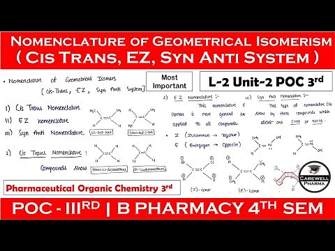Nomenclature of geometrical isomers (cis trans ez syn anti systems) || L-2 Unit 2 || POC 3