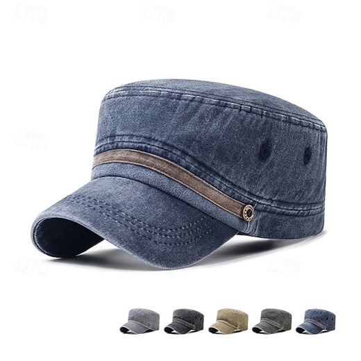 Men's Flat Cap Baseball Cap Sun Hat Trucker Hat Black Navy Blue Cotton Fashion Casual Street Daily Plain Adjustable Sunscreen Breathable 2025