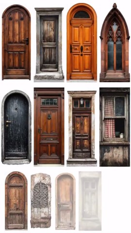 Vintage Windows & Doors Digital Collage Set: Dark Textures (digital Download, 4.25x11 Inches) - Etsy
