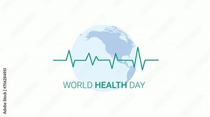 green color of world health day animation campaign with world globe map.perfect for campaign in social media