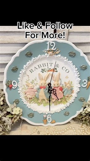 DIY Spring Bunny Clock using a plastic tray & ‪@ReDesignwithPrima‬ Moulds & Transfers! #springdecor