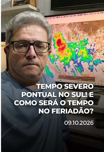 TEMPO SEVERO PONTUAL NO SUL! E COMO SERÁ O TEMPO NO FERIADÃO? O feriadão está chegando, mas antes é importante acompanhar as condições do tempo, especialmente no Sul do Brasil, onde há risco de tempo severo pontual. Neste vídeo, Ronaldo Coutinho apresenta a previsão atualizada, explica os pontos de atenção e analisa como ficará o tempo durante o feriadão para quem pretende viajar, passear, trabalhar ou aproveitar os dias de descanso. Atenção: tempo severo pontual significa que os fenômenos podem