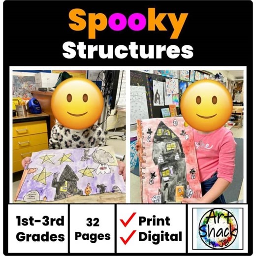 Spooky Structures Drawing/Painting Lesson/Digital Resource/Elementary School Art