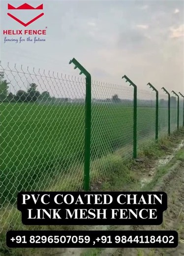 PVC Coated Chain Link Mesh Fence Installation | Green Security Fencing | HELIX FENCE