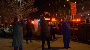 Fighter jets weren’t the only thing to light up the sky yesterday. Launching from Penn’s Franklin Field, a fleet of drones lit the night with inspirational messages for frontline workers. Many thanks to Verge Aero for putting on a light show many of our health care heroes will never forget. | Penn Medicine