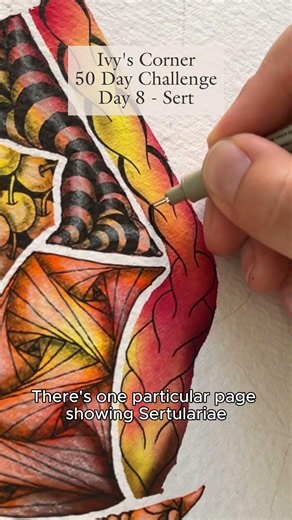 Day 8 of my 50-day Zentangle art challenge - drawing Sert, my own original tangle