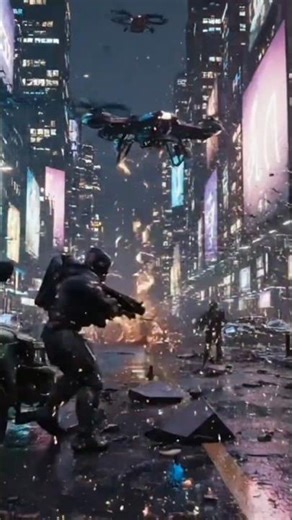 🔥 Futuristic Cyberpunk War 💥 Epic AI Battle in Neon City 🌃#GoogleVeo #cyberpunk #aibattle #shorts