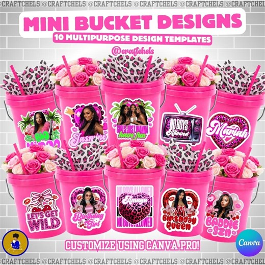 Mini Bucket Sticker Templates | Multipurpose Canva Designs | Viral Mini Bucket Stickers | Cup & Shirt Designs | Instant Download - Etsy