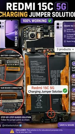 Redmi 15C 5G Charging Problem Solution | Charging Not Working Fix Jumper Method Step by Step#shorts