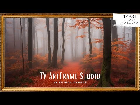 4K Frame TV Art Autumn Forest | Red Fall Leaves | Fog Forest | TV Screensaver Wallpaper