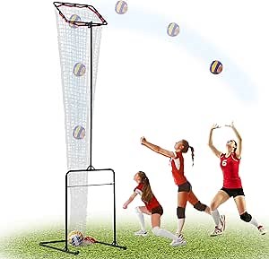 Volleyball Setter Training Net, Volleyball Setter Training Equipment with Adjustable Height and Angle for Serving and Setting, Volleyball Practice Equipment with Portable Carrying Bag