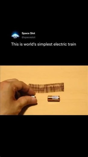 @cosmic.stargazing on Instagram: "How Does The Simple Electromagnetic Train Work? When the battery is placed inside the coil and both magnets are touching the coil it produces a closed circuit between the two magnets and the current flows. As the current flows through the conductive copper wire a magnetic field is created around the wire. This magnetic field interacts with the magnetic field created by the neodymium magnets in a way that repels the magnets on one end and attracts the magnet on t