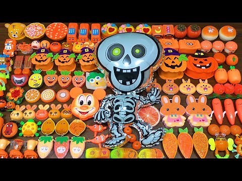 Halloween Orange Slime ! Mixing Random Things into Slime! Slimesmoothie Satisfying Slime Videos #479