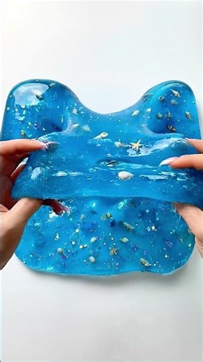 Deep Blue Ocean Shell Slime ASMR! 🌊🐚 #slime #asmr #shorts #satisfying #clearslime
