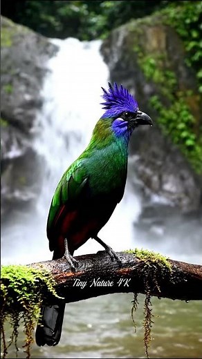 Purple-Crested Turaco by Waterfall | Stunning African Bird in 4K UHD
