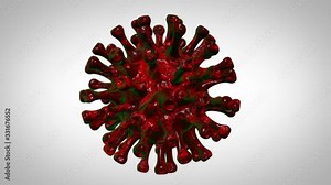 Realistic 3D animation of the Coronavirus 2019-nCoV. Microscopic view of floating China pathogen respiratory influenza virus cells. Pandemic risk background and spread throughout the world Stock Video