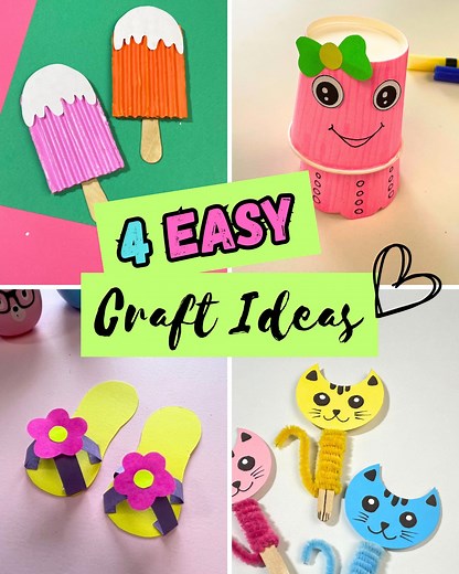 29K views · 890 reactions | 4 Easy DIY craft ideas to make when you are bored. You can make cute cat craft, an octopus moving DIY Toy, miniature flip flop slippers and yummy ice cream craft. #craft #bored #diy #cute #hacks #howto #tutorial #craftactivities #artandcraft #thelittlecrafties | The Little Crafties | Facebook