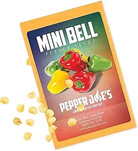 Pepper Joe’s Mini Bell Pepper Seeds – Pack of 10+ Mixed Mini Bell Pepper Seeds – USA Grown – Premium Non-GMO Mini Bell Seeds for Planting in Your Garden